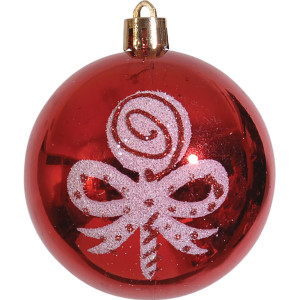 Κόκκινη Πλαστική Γυαλιστερή + Μάτ  Χριστουγεννιάτικη Μπάλα 7cm (Σετ 6 τμχ)